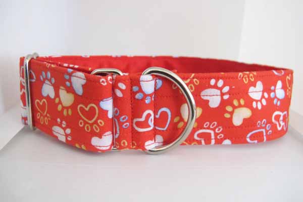 Red Satin Lined Paw cotton House Collar